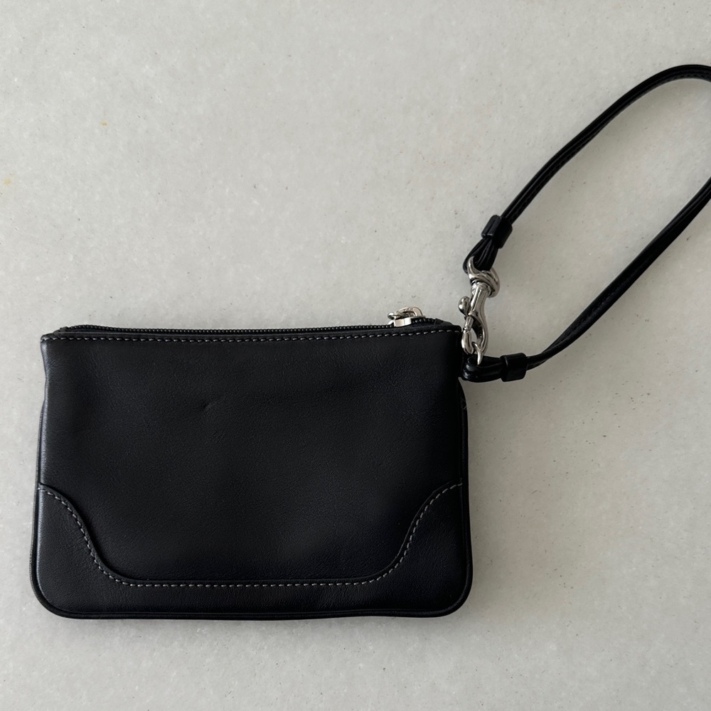 Elegant Black Leather Wristlet
